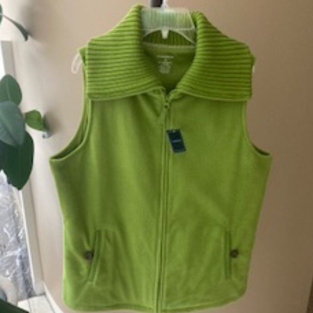 Women's Lands' End Solid Polar Fleece Zip Vest, NWT size m